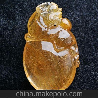 供應純天然金發鈦晶招財貔貅掛墜 實拍鑒賞與工藝解析